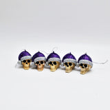 Purple Glitter Santa Skull Bauble, Santa Hat Skulls
