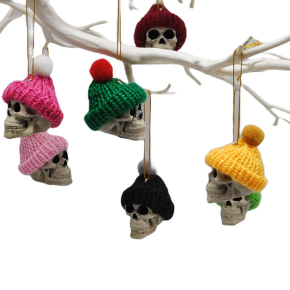 Bobble Hat Skull Bauble, Santa Hat Skulls