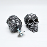 Textured Silver Skull Door Knobs, Resin Kitchen Door Knobs