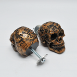 Textured Bronze Skull Door Knobs, Resin Kitchen Door Knobs