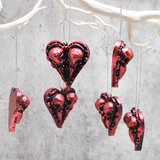 Red Raven Skull Tree Ornament, Raven Bauble