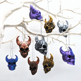 Horned Skull Baubles, Christmas Tree Decorations
