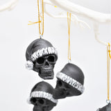 Black Santa Skull Bauble, Santa Hat Skulls