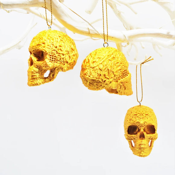 Gold Skull Christmas Decorations, 3D Printed Skull, Skull Bauble