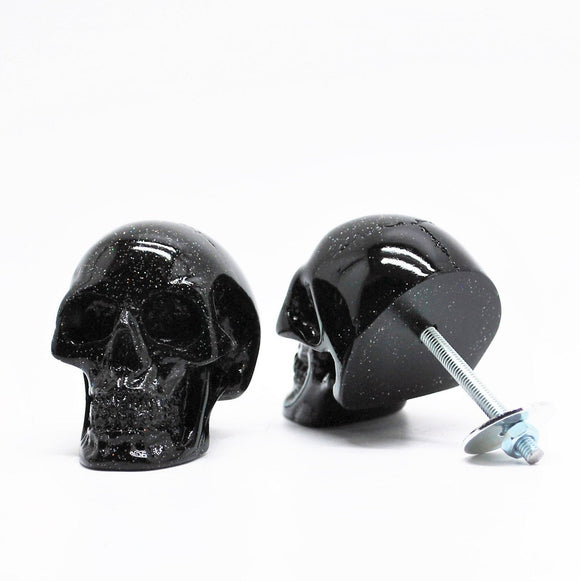 black glitter skull drawer knobs