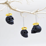 Glitter Skull Baubles, Halo Skull, Christmas Tree Skulls, Hanging Skull Decorations