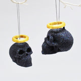 Glitter Skull Baubles, Halo Skull, Christmas Tree Skulls, Hanging Skull Decorations