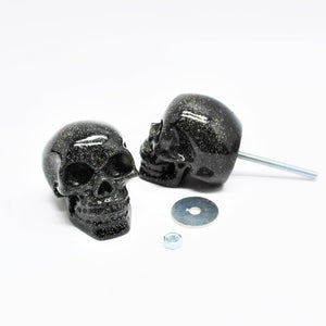 Black Glitter Skull Door Knobs, Resin Kitchen Door Knobs