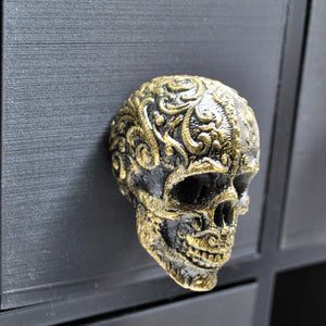 Gold Scroll Skull Door Knobs, Resin Kitchen Door Knobs