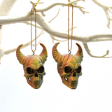 Horned Skull Baubles, Christmas Tree Decorations