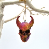 Horned Skull Baubles, Christmas Tree Decorations
