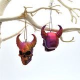 Horned Skull Baubles, Christmas Tree Decorations