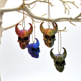 Horned Skull Baubles, Christmas Tree Decorations