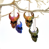 Horned Skull Baubles, Christmas Tree Decorations