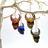 Horned Skull Baubles, Christmas Tree Decorations