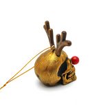 Brushed Gold Reindeer Skull Bauble