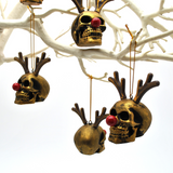 Brushed Gold Reindeer Skull Bauble