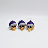 Purple Glitter Santa Skull Bauble, Santa Hat Skulls