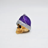 Purple Glitter Santa Skull Bauble, Santa Hat Skulls