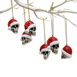 Red Santa Skull Bauble, Santa Hat Skulls