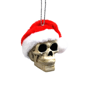 Red Santa Skull Bauble, Santa Hat Skulls