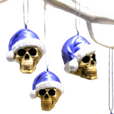 Purple Santa Skull Bauble, Santa Hat Skulls