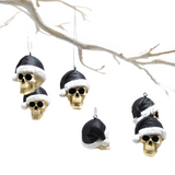 Black Santa Skull Bauble, Santa Hat Skulls