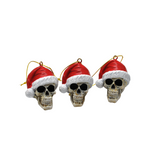 Red Santa Skull Bauble, Santa Hat Skulls