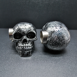 Aluminium Effect  Skull Curtain Pole Finials