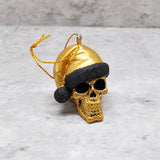 Gold Santa Skull Bauble, Santa Hat Skulls