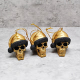 Gold Santa Skull Bauble, Santa Hat Skulls