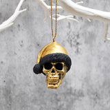 Gold Santa Skull Bauble, Santa Hat Skulls