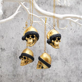 Gold Santa Skull Bauble, Santa Hat Skulls