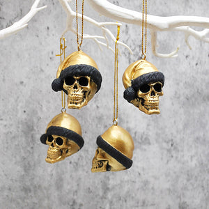 Gold Santa Skull Bauble, Santa Hat Skulls