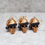 Copper Santa Skull Bauble, Santa Hat Skulls