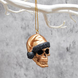 Copper Santa Skull Bauble, Santa Hat Skulls