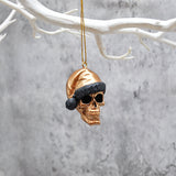 Copper Santa Skull Bauble, Santa Hat Skulls