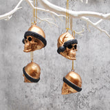 Copper Santa Skull Bauble, Santa Hat Skulls