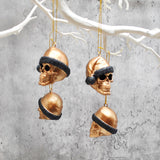 Copper Santa Skull Bauble, Santa Hat Skulls