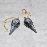 Silver Raven Skull Tree Ornaments, Pack of 3 Skulls