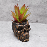 Handmade Skull Planter – Metallic Silver Succulent & Cactus Pot