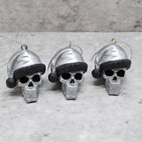 Silver Santa Skull Bauble, Santa Hat Skulls