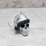 Silver Santa Skull Bauble, Santa Hat Skulls