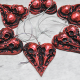 Red Raven Skull Tree Ornament, Raven Bauble