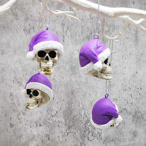 Purple Santa Skull Bauble, Santa Hat Skull