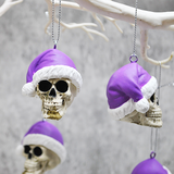 Purple Santa Skull Bauble, Santa Hat Skull