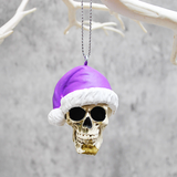 Purple Santa Skull Bauble, Santa Hat Skull