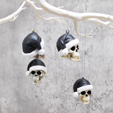 Black Santa Skull Bauble, Santa Hat Skulls