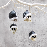 Black Santa Skull Bauble, Santa Hat Skulls