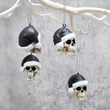 Black Santa Skull Bauble, Santa Hat Skulls